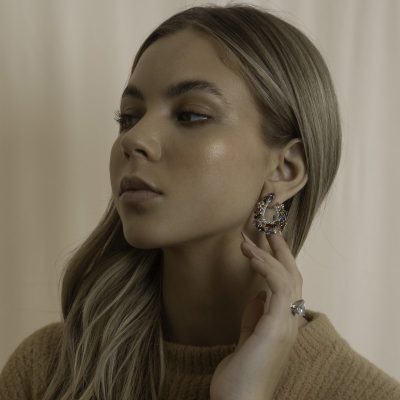 Zilverkleurige Swarovski Regenboog Oorbellen