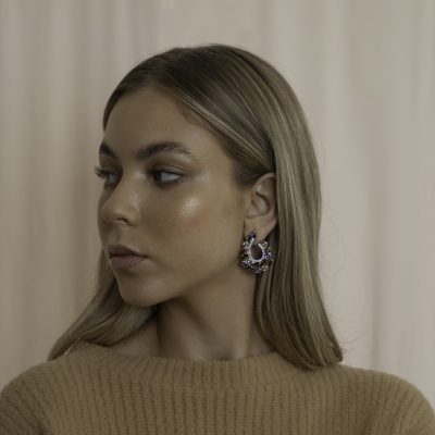 Zilverkleurige Swarovski Regenboog Oorbellen