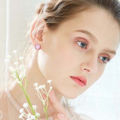 Gold Plated Roze Swarovski Oorbellen-2