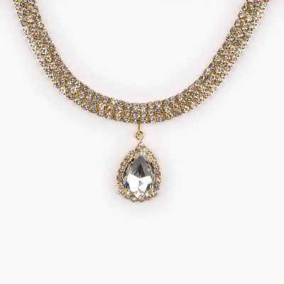 Choker Strassketting met Druppel