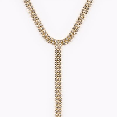 Choker Ketting Goudkleurige Zirkonia Steentjes