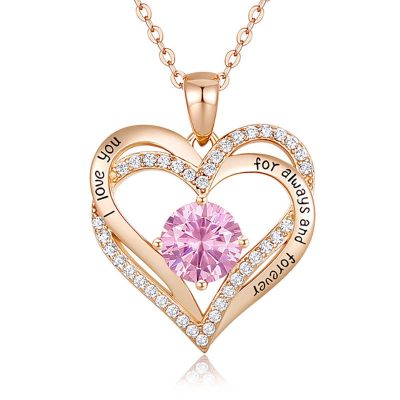 roze swarovski hart ketting