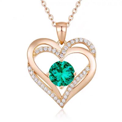 Gold Plated Swarovski hart ketting groen-1