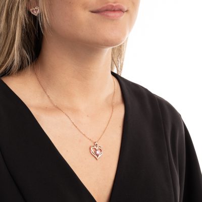 Gold Plated Swarovski hart ketting roze
