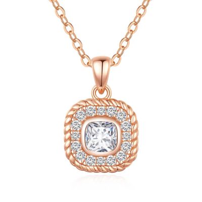 Rosé ketting met witte swarovski hanger