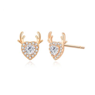 Rosé rendier hartjes oorstekers