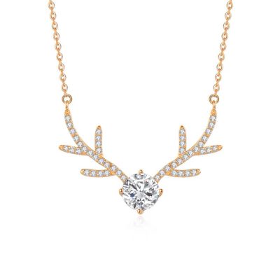 Rendier rosé ketting met strass