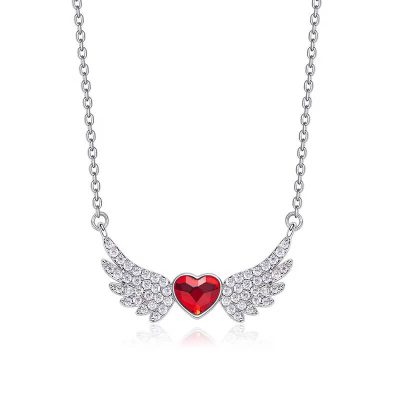 Angel wings ketting met rood hartje