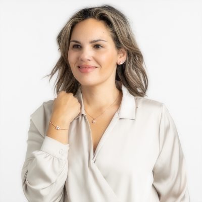 Rosé armband met wit Swarovski kristal