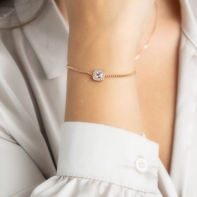 Rosé armband met wit Swarovski kristal