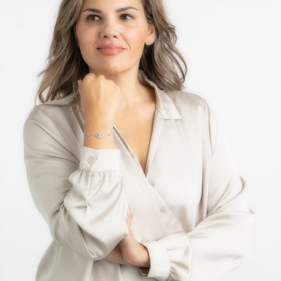 Silver plated armband met hartje en swarovski