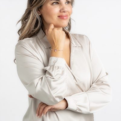 Rosé armband met hartje en strass