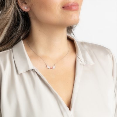 Angel wings ketting met rood hartje