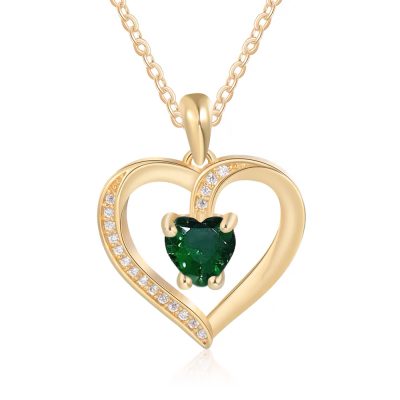Groene Swarovski Hartjes Ketting Gold Plated