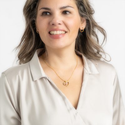 Roze Swarovski Hartjes Ketting Gold Plated