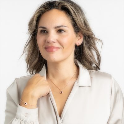 Rosé ketting met rood swarovski hanger Rosé armband met rood Swarovski kristal