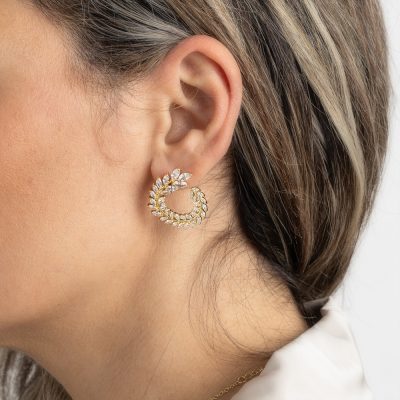 Goudkleurige Oorbellen met Zirkonia steentjes