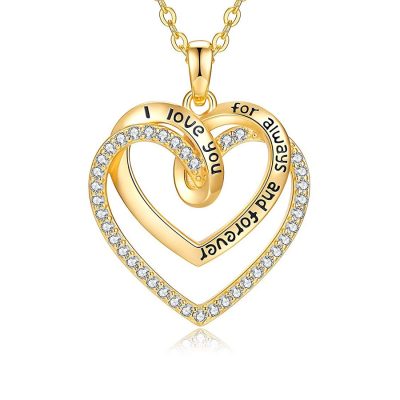 Gold Plated dubbele Swarovski hart ketting