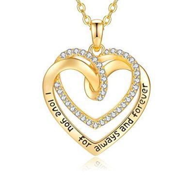 Gold Plated dubbele hart ketting met Swarovski