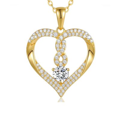 Gold Plated infinity hart ketting met Swarovski